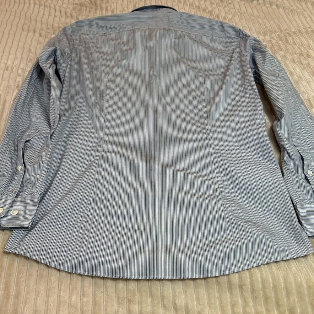 HUGO Boss Men’s Eiffel Shirt Button Down Long Sleeves Striped Blue Medium Flaws